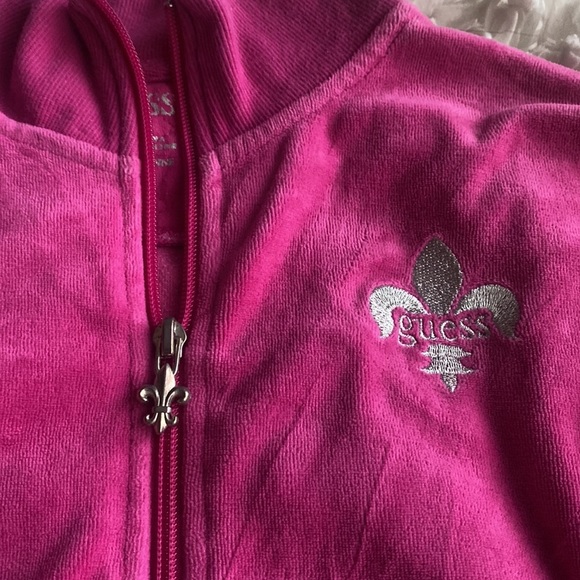 GUESS velour zip up track jacket size medium - Picture 4 of 9